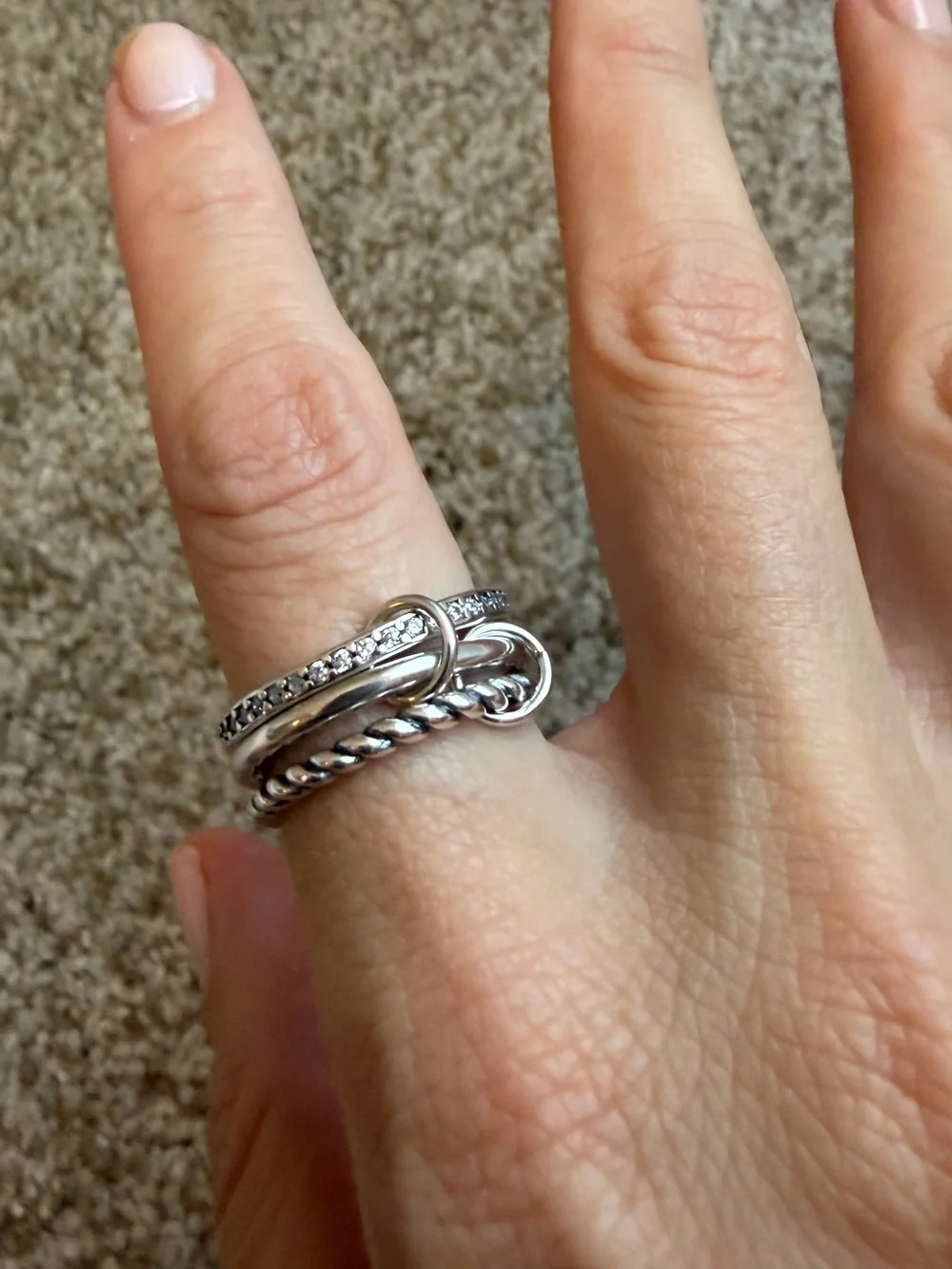 New! 925 Sterling Silver Spinelli Kilcollin Inspired Interlocking Ring Size 7